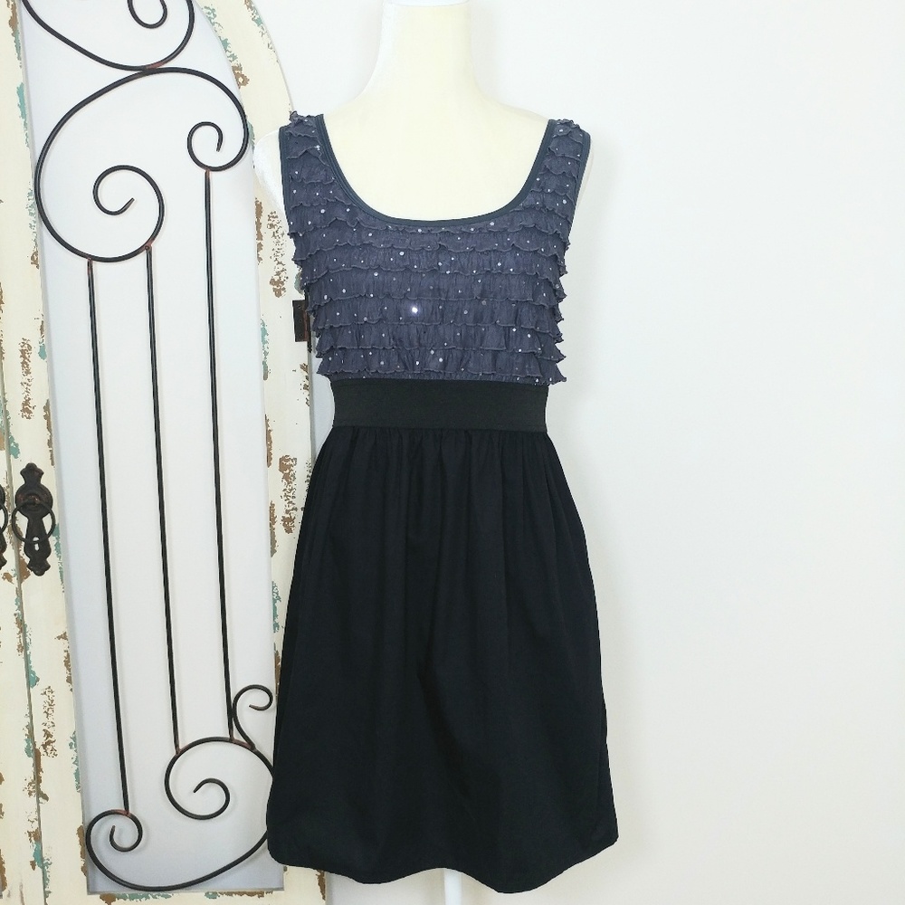 Black and grey dress with sequins on top large